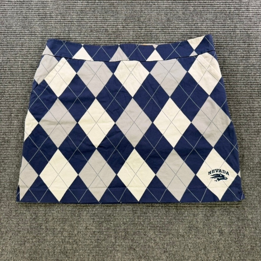 Loudmouth Ladies Golf Skort Women 16 Nevada Wolf Pack Argyle Navy White Grey‎